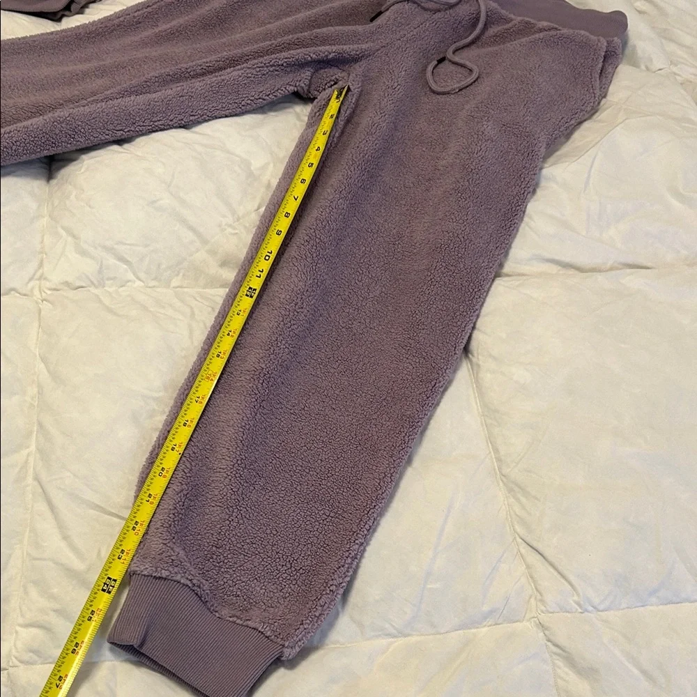 Adore Me Dorethea Lavender Sherpa Hoodie and Jogger Loungewear Set.